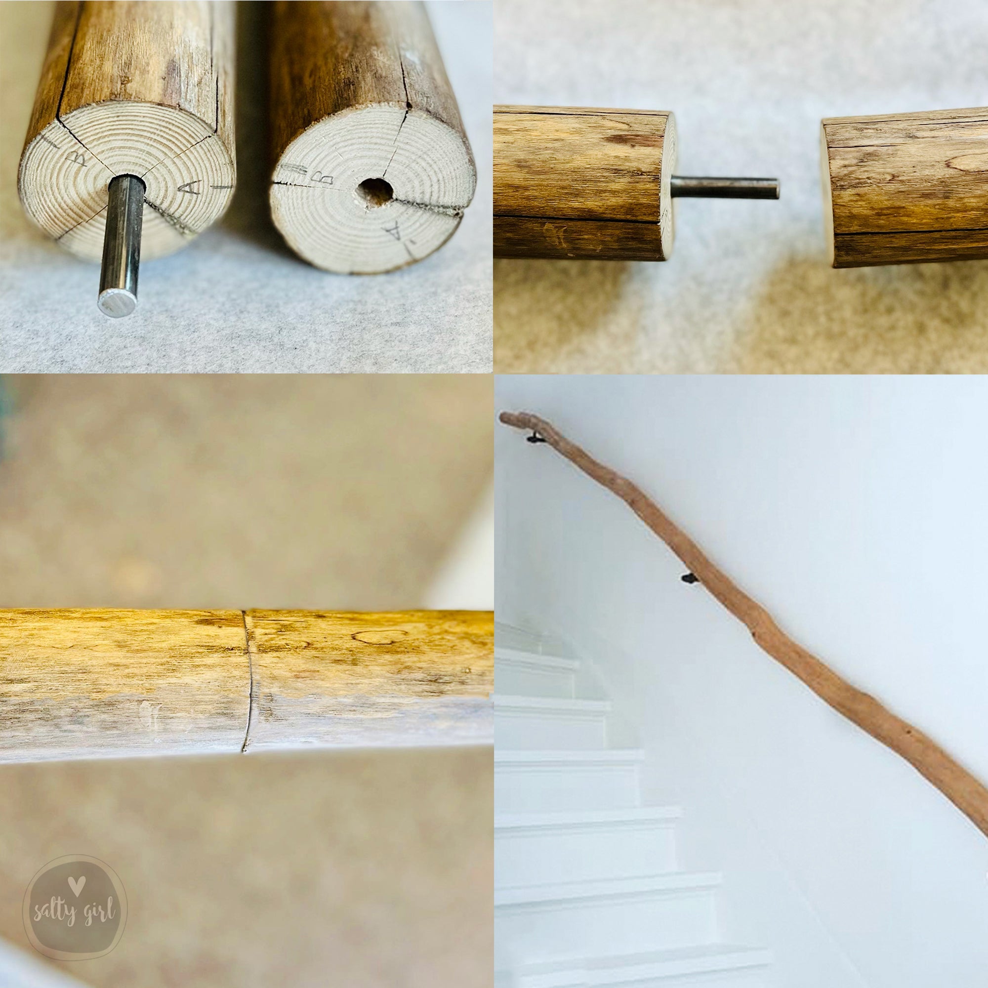 Driftwood Handrail 14-16 FT Stair Rail - Maine Salty Girl -   14-15 FT / Natural / No Hardware