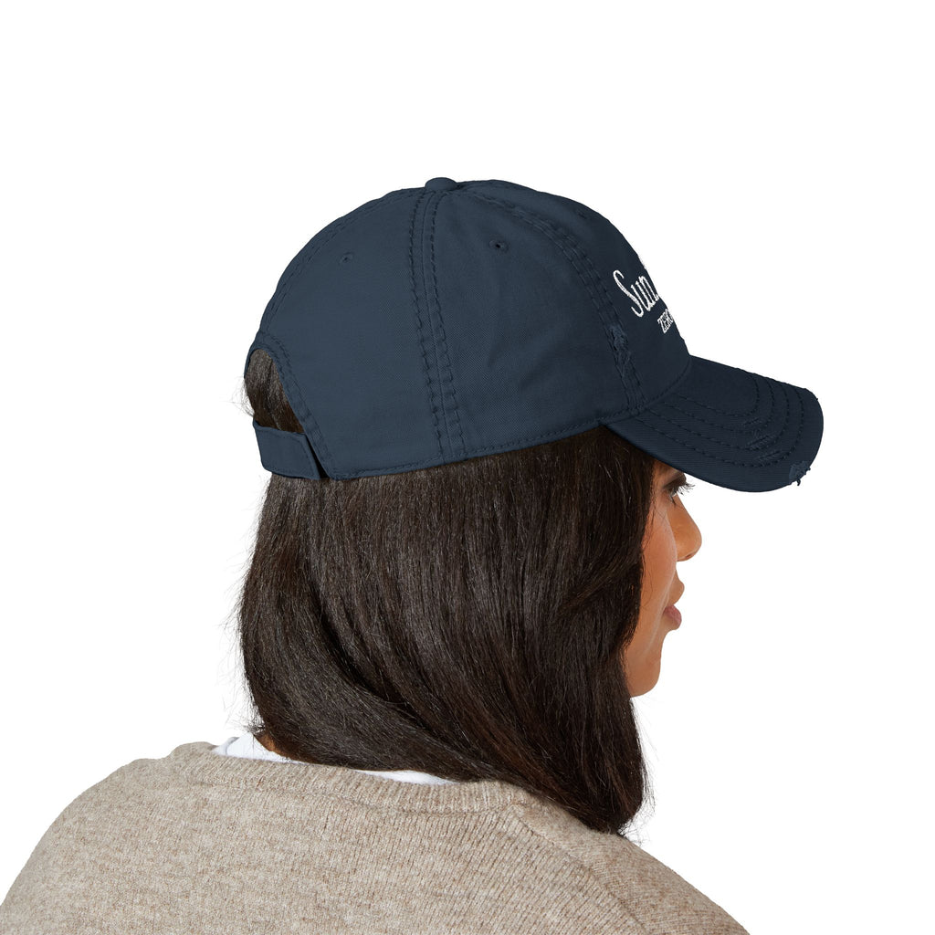 Embroidered 'Sun. Sand. Zero F*cks.' Distressed Dad Hat — Beachy Vintage Baseball Cap