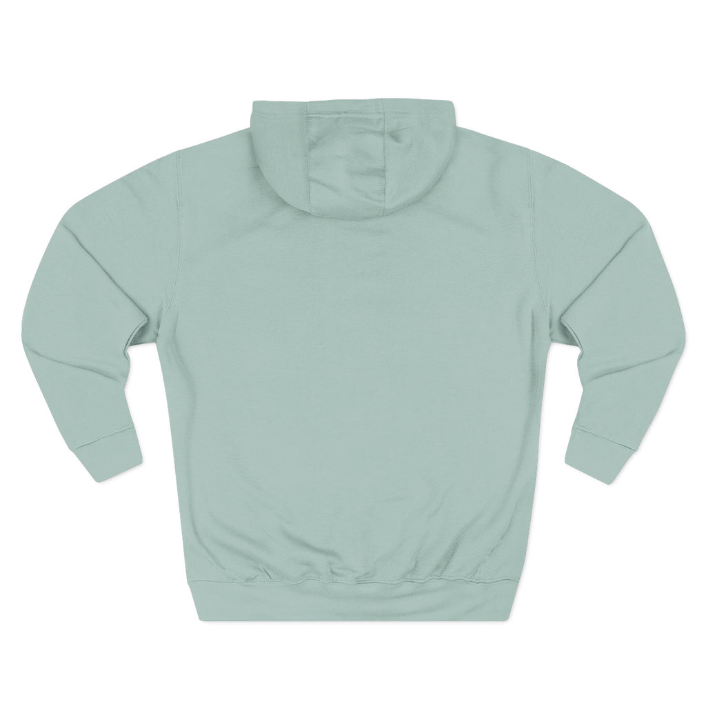 A light blue hoodie with long sleeves, displayed against a white background.