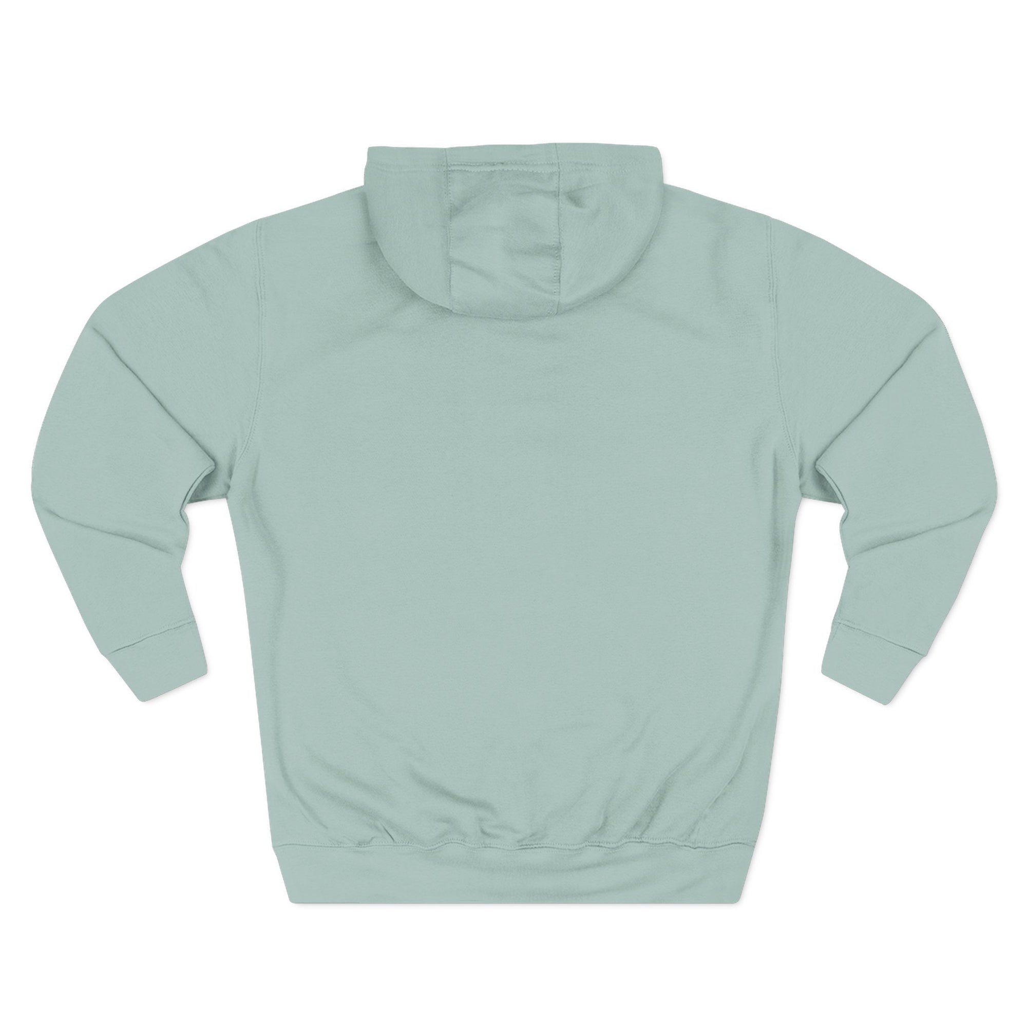 A light blue hoodie with long sleeves, displayed against a white background.