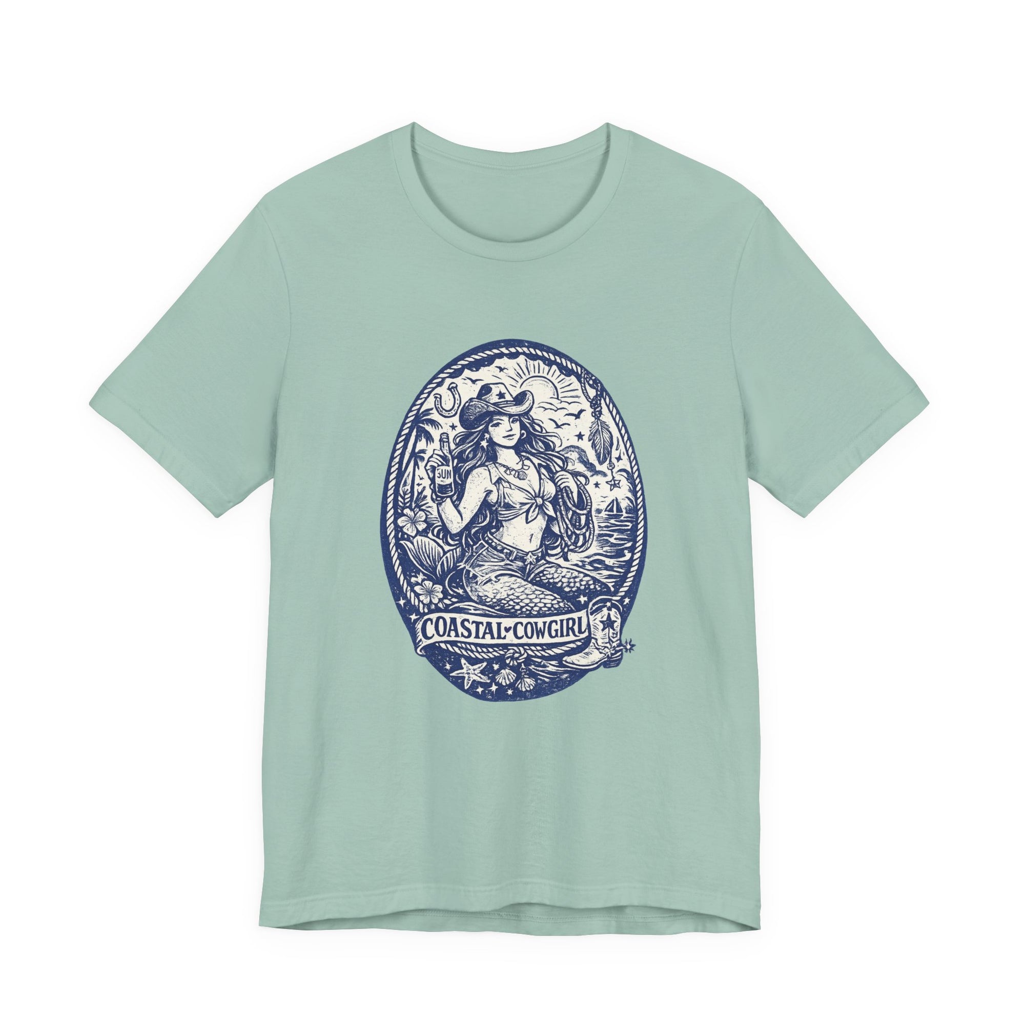 Coastal Cowgirl Tee – Lightweight Cotton Graphic T-Shirt With Mermaid Cowgirl Design