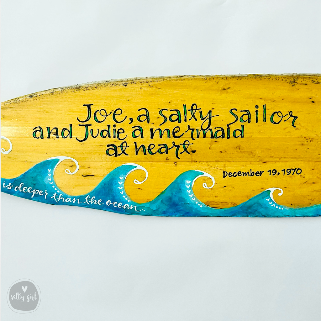 Antique Boat Oar with Custom Graphics - 6 FT Hand-Painted Boat Oar - Nautical Wall Art