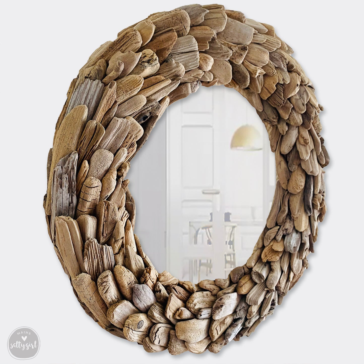 Natural Round Driftwood Frame Wall Mirror - 42"