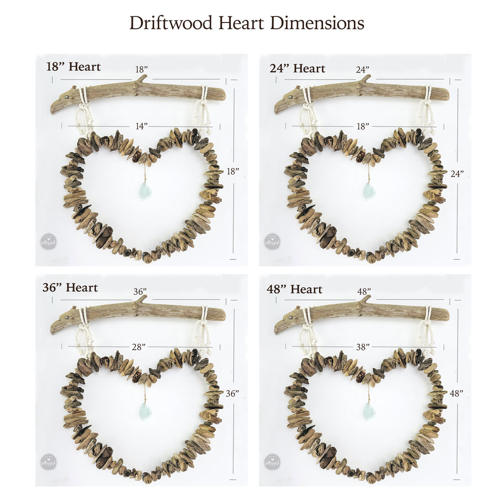 Driftwood Heart Wall Hanging - 4 Sizes 18-42"