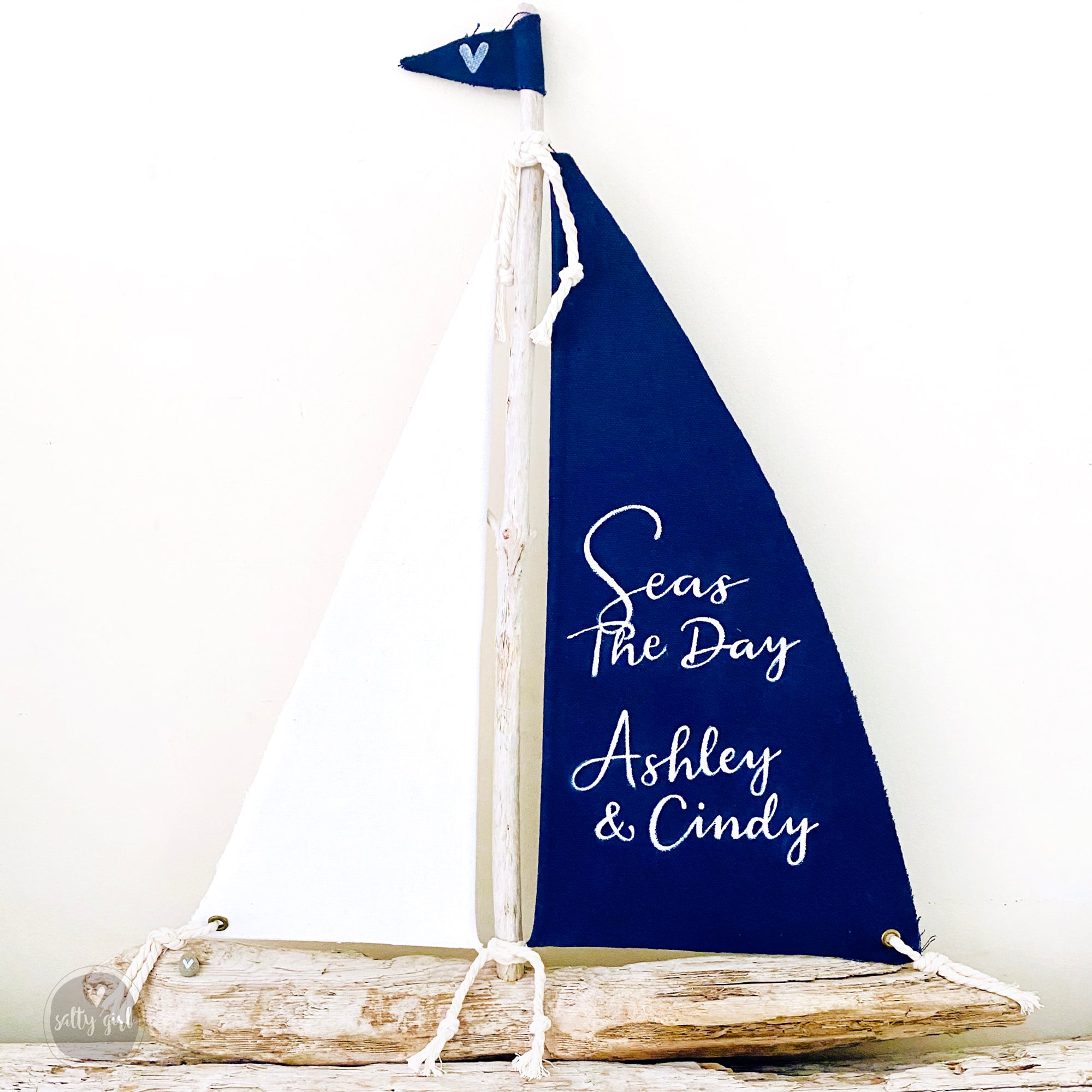 Custom Nautical Wedding Centerpieces - 14" Driftwood Sailboat Decor