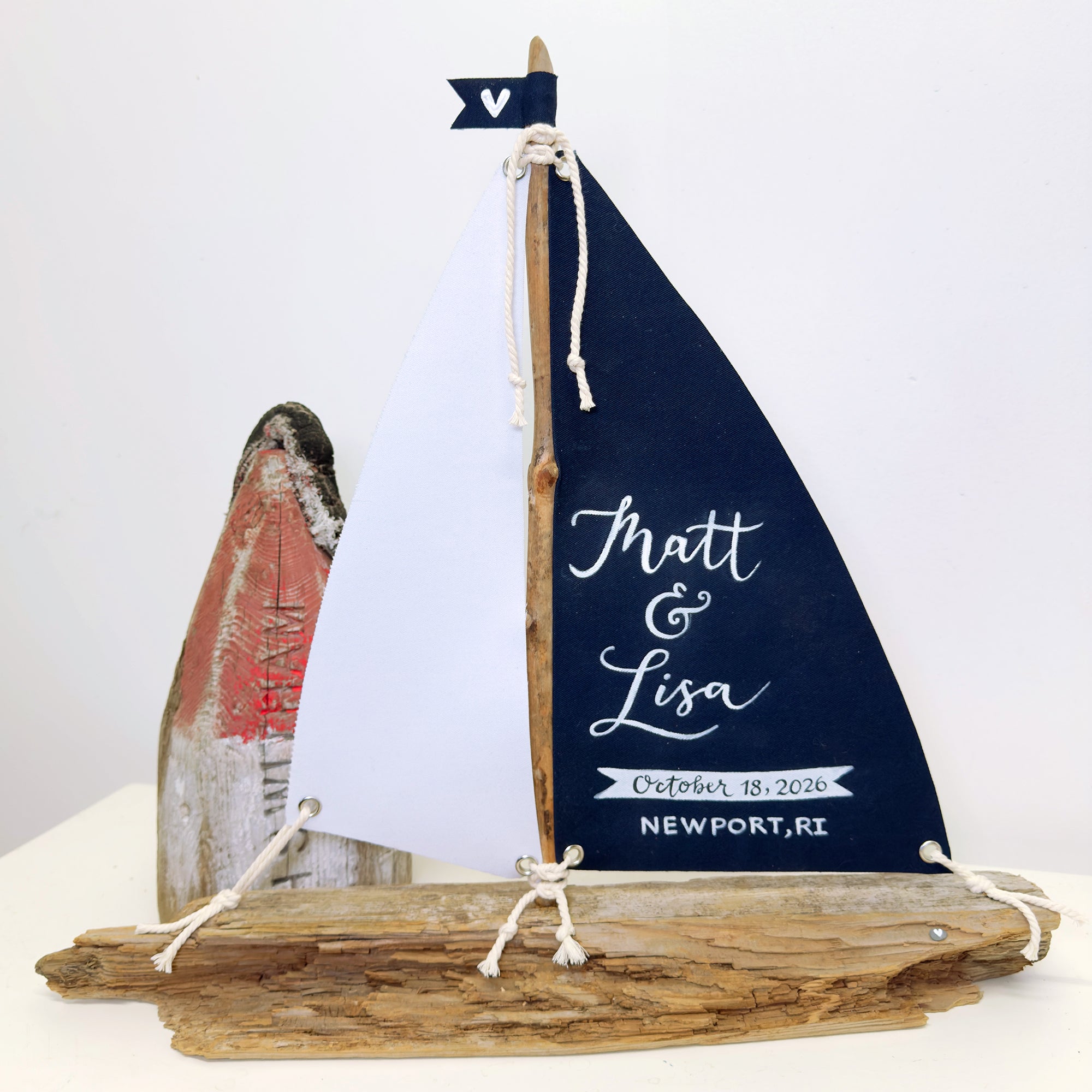 Custom Nautical Wedding Centerpieces - 14" Driftwood Sailboat Decor