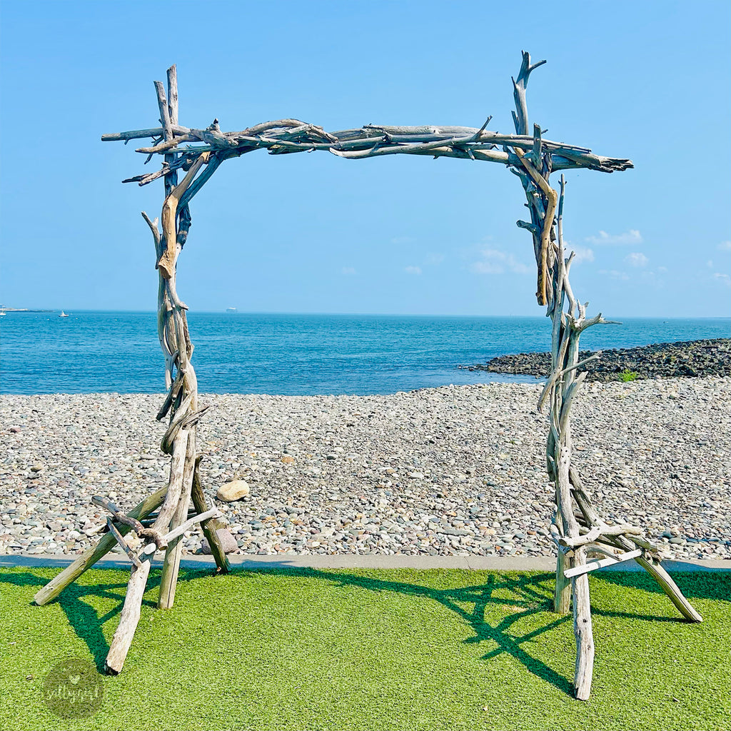 Wedding Arch made from Maine Driftwood - Curved Self-Standing Design - Delivery to ME, NH, MA