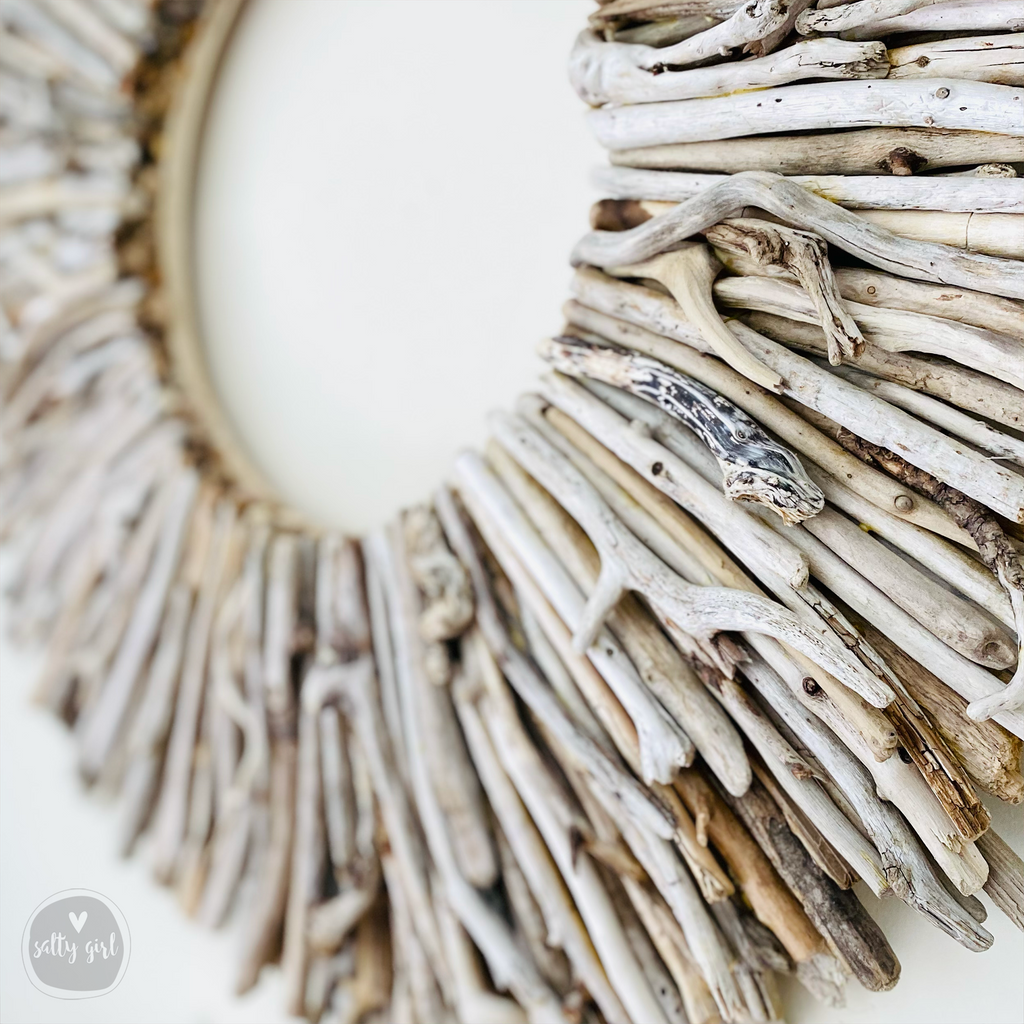 Driftwood Wreath Wall Decor with Natural Sun-Bleached Tones 30 - 42"