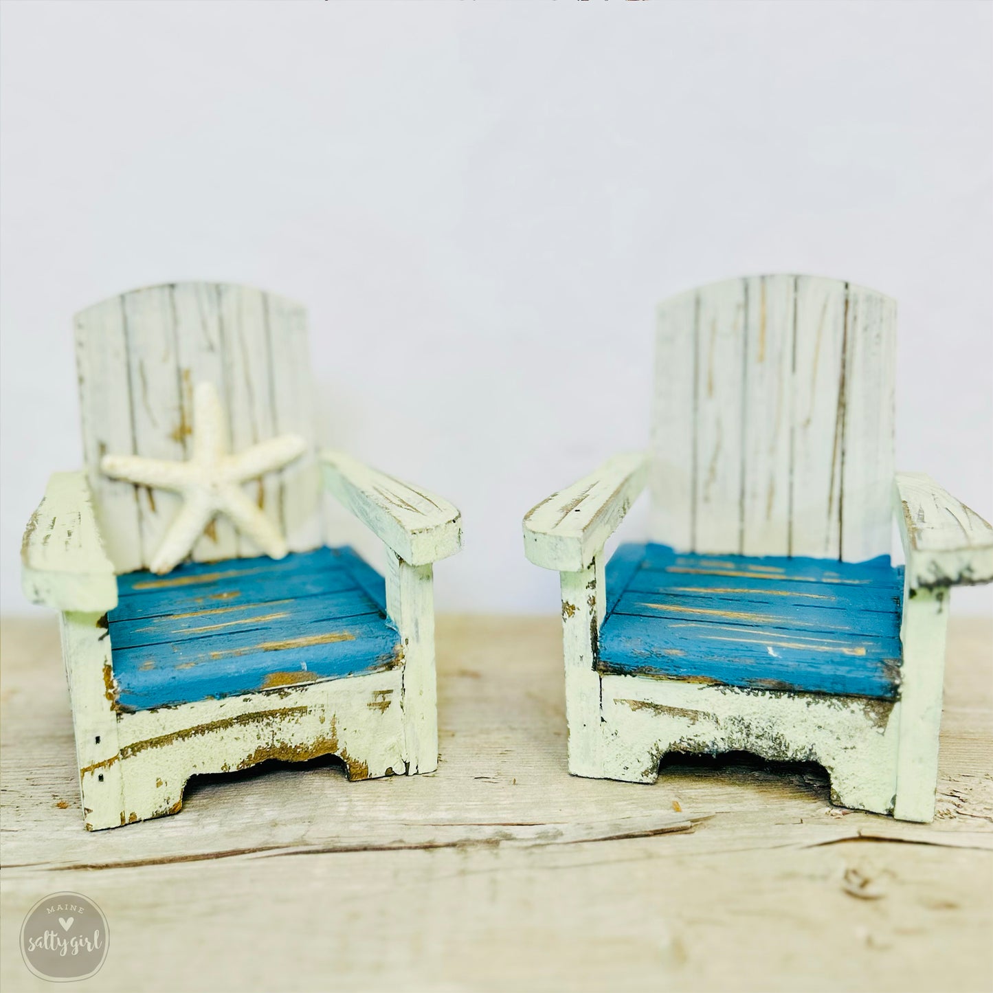 Mini Wooden Adirondack Chair - Distressed Beach House Decor, Cake Topper, Beach Lover's Gift