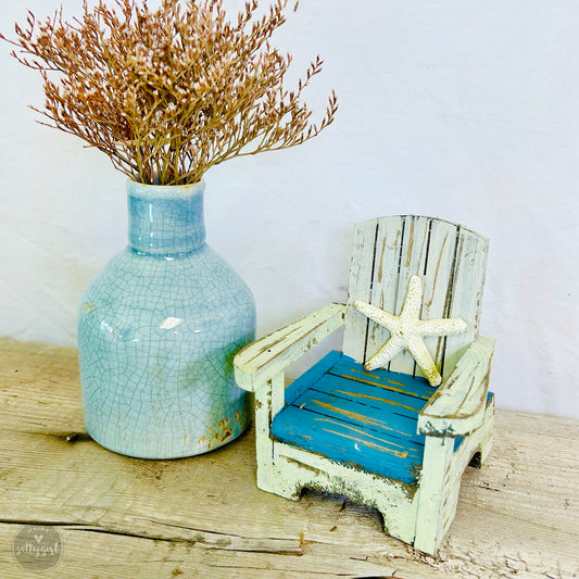 Mini Wooden Adirondack Chair - Distressed Beach House Decor, Cake Topper, Beach Lover's Gift