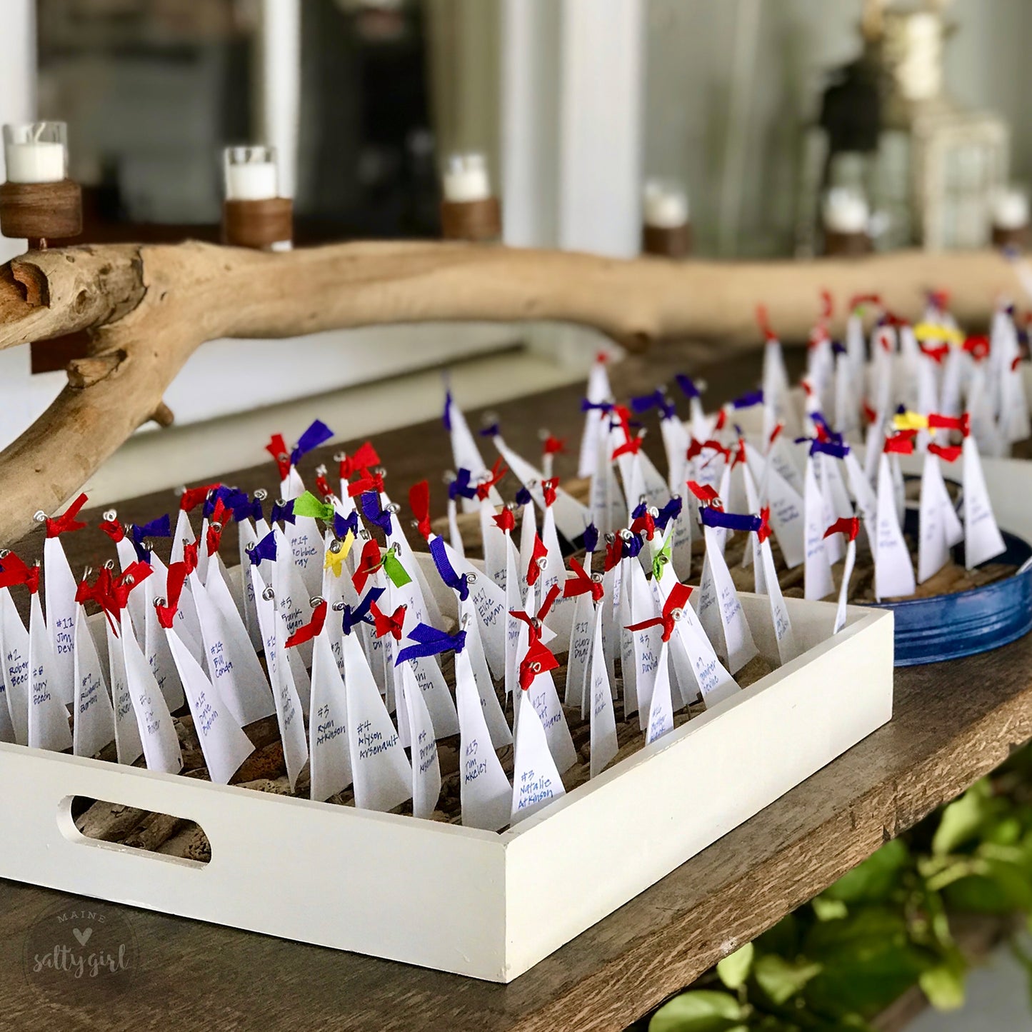 Custom Nautical Sailboat Favors 4"-6" - 6 Driftwood Sailboat Favors with Custom Sails