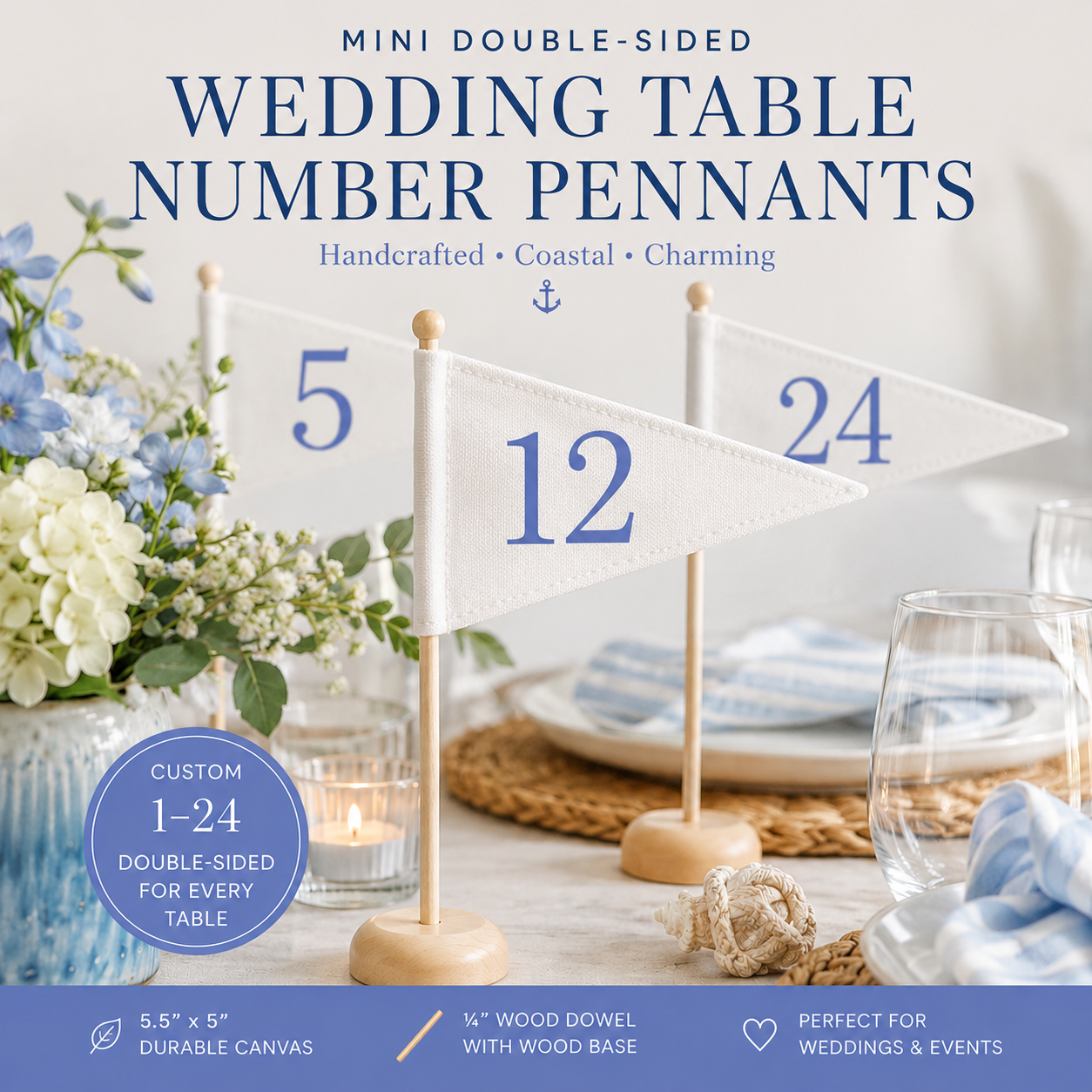 Mini Wedding Table Number Flags
