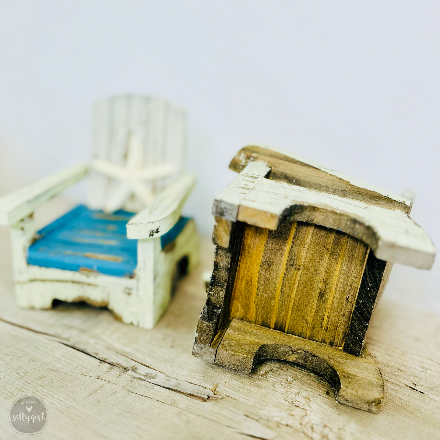 Mini Wooden Adirondack Chair - Distressed Beach House Decor, Cake Topper, Beach Lover's Gift