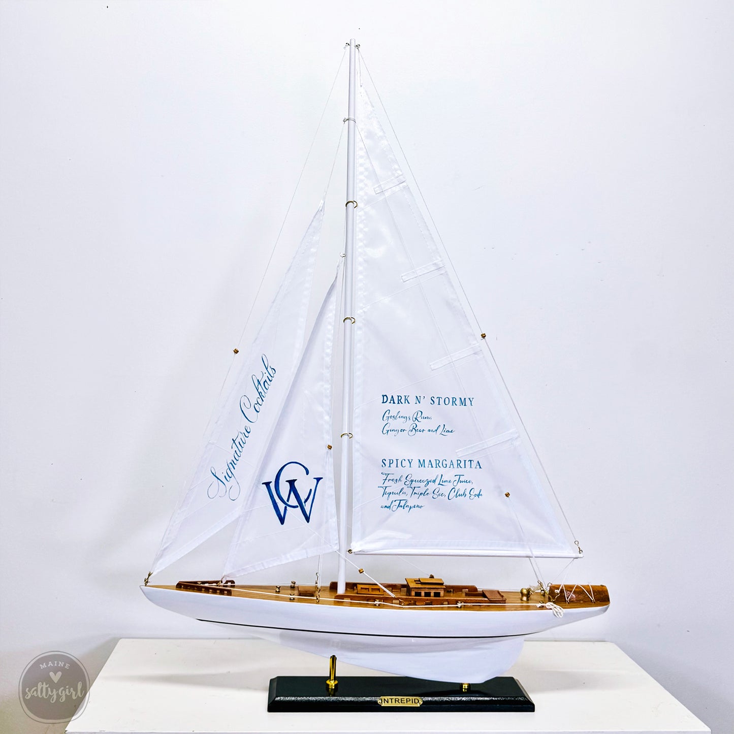 Hand-Lettered Model Sailboat Bar Menu – Custom Wedding Decor