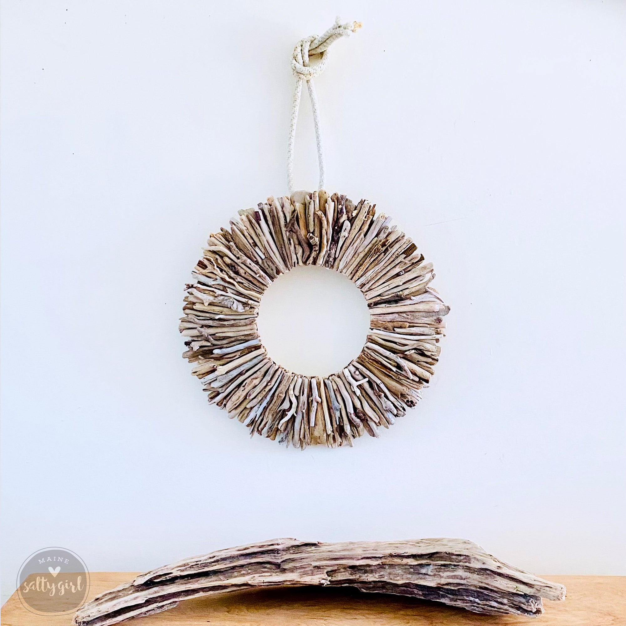 Sun Bleached Driftwood Wreath - 24"  - Wall Decor by Maine Artist Cherie Herne