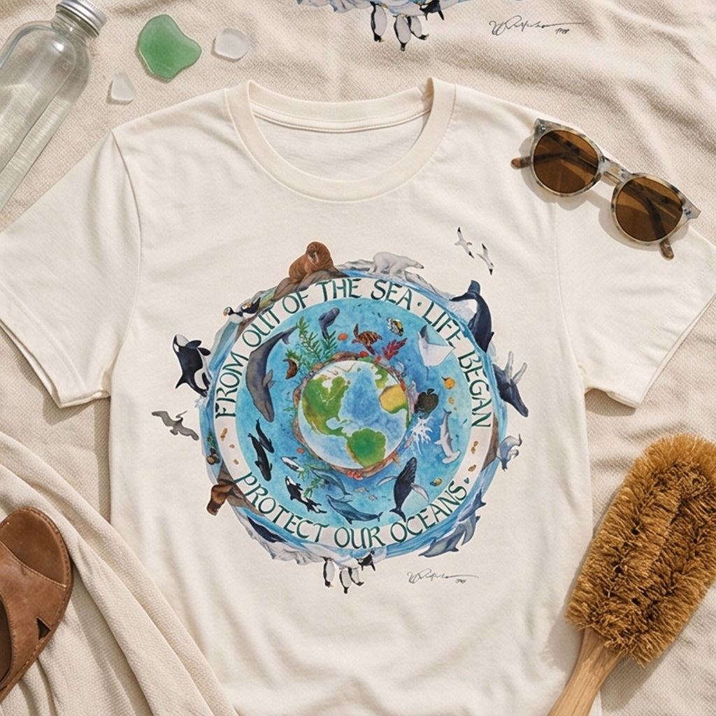 Protect Our Seas Cotton T-Shirt | Ocean Conservation Graphic Tee