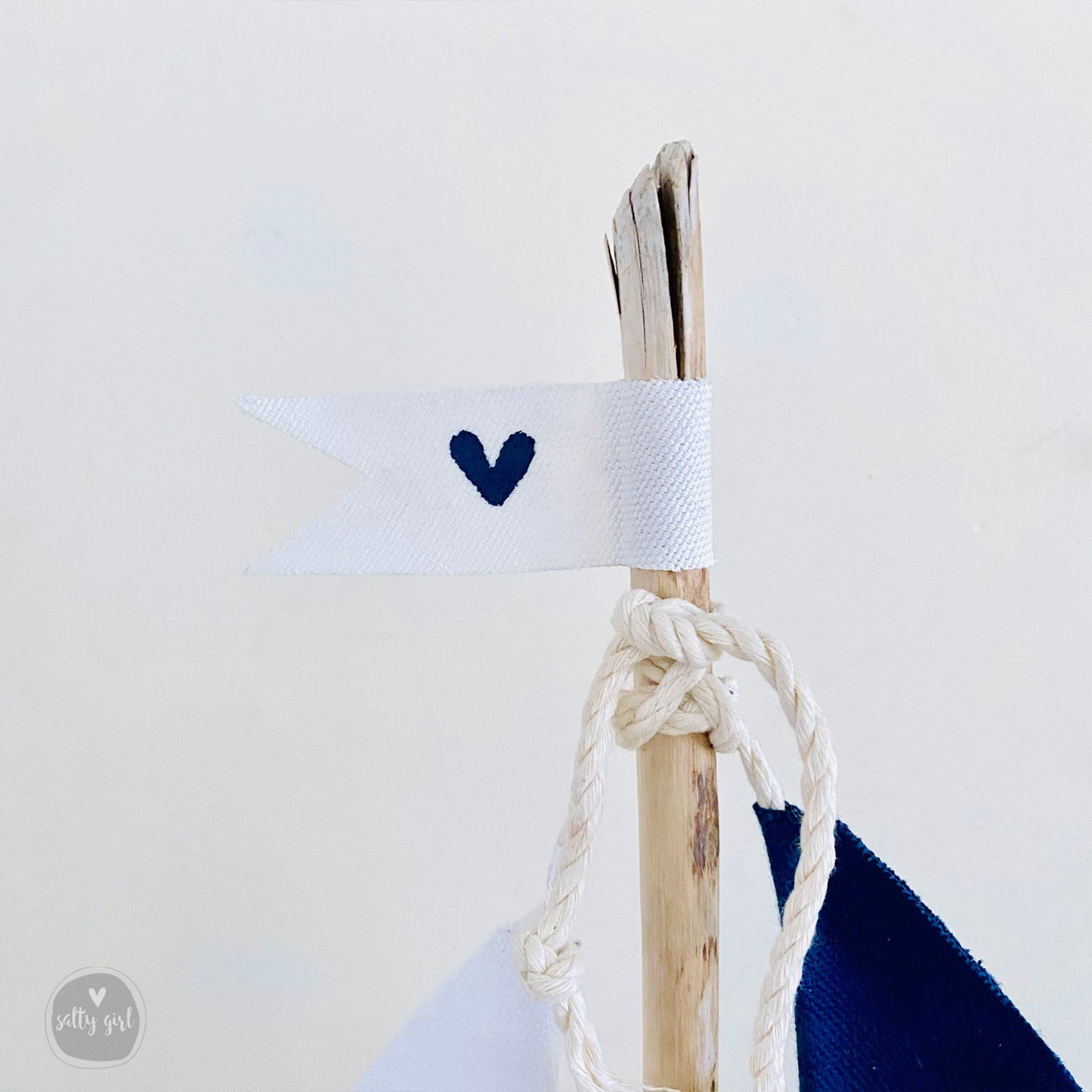 Driftwood Sailboat Topper with heart flag