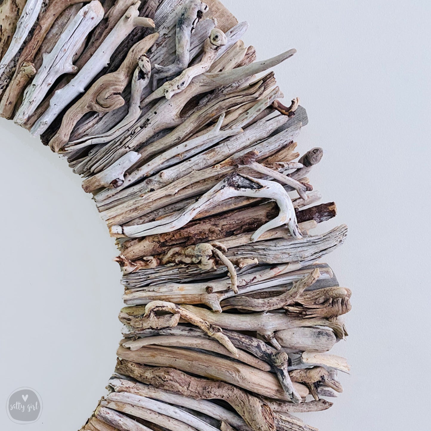 Sun Bleached Driftwood Wreath - 24"  - Wall Decor by Maine Artist Cherie Herne