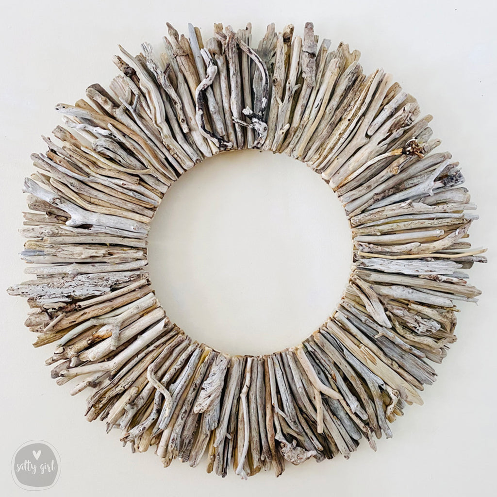 Sun Bleached Driftwood Wreath - 24"  - Wall Decor by Maine Artist Cherie Herne