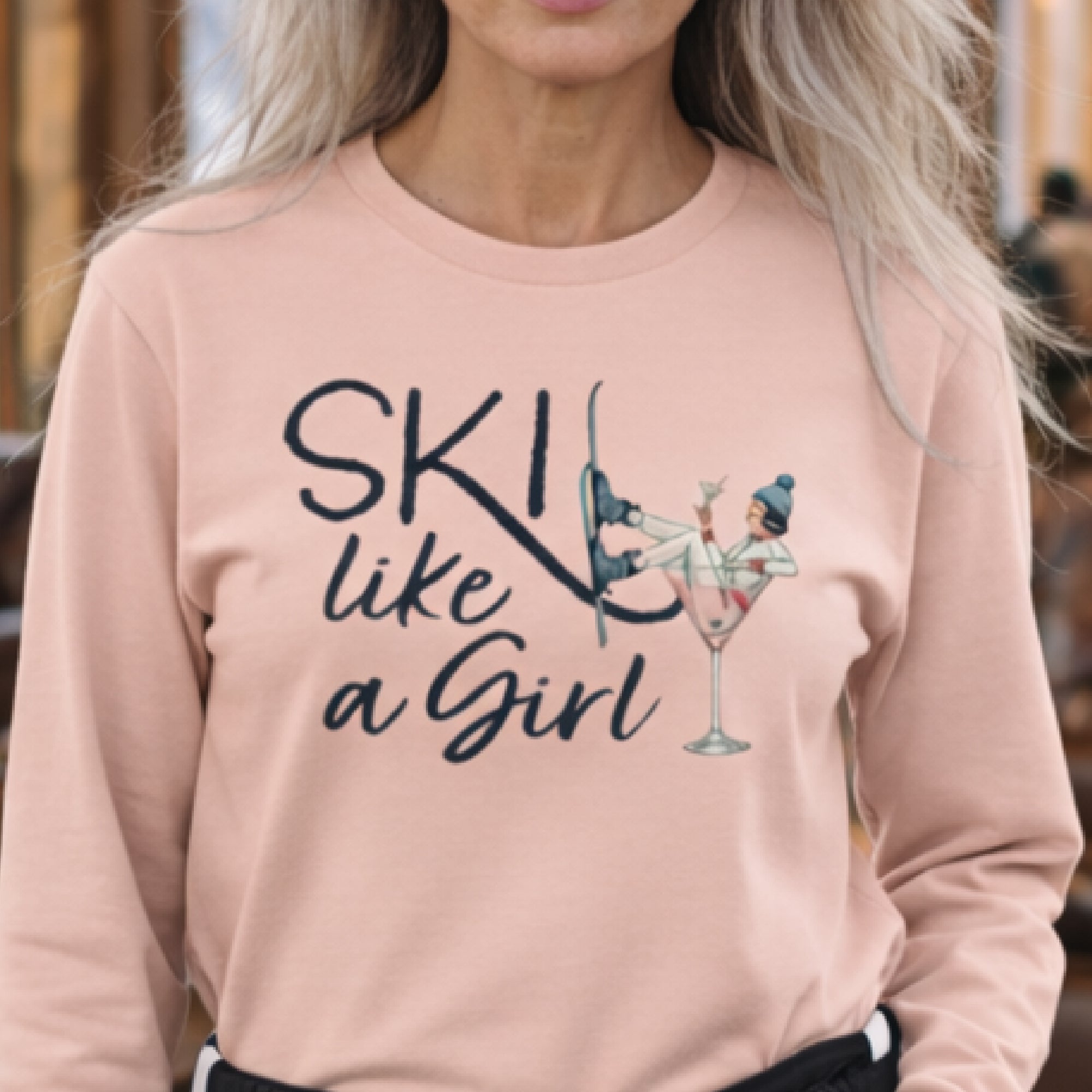 Ski Like a Girl Long Sleeve Tee – Retro Apres Ski Shirt | Soft Cotton Crewneck