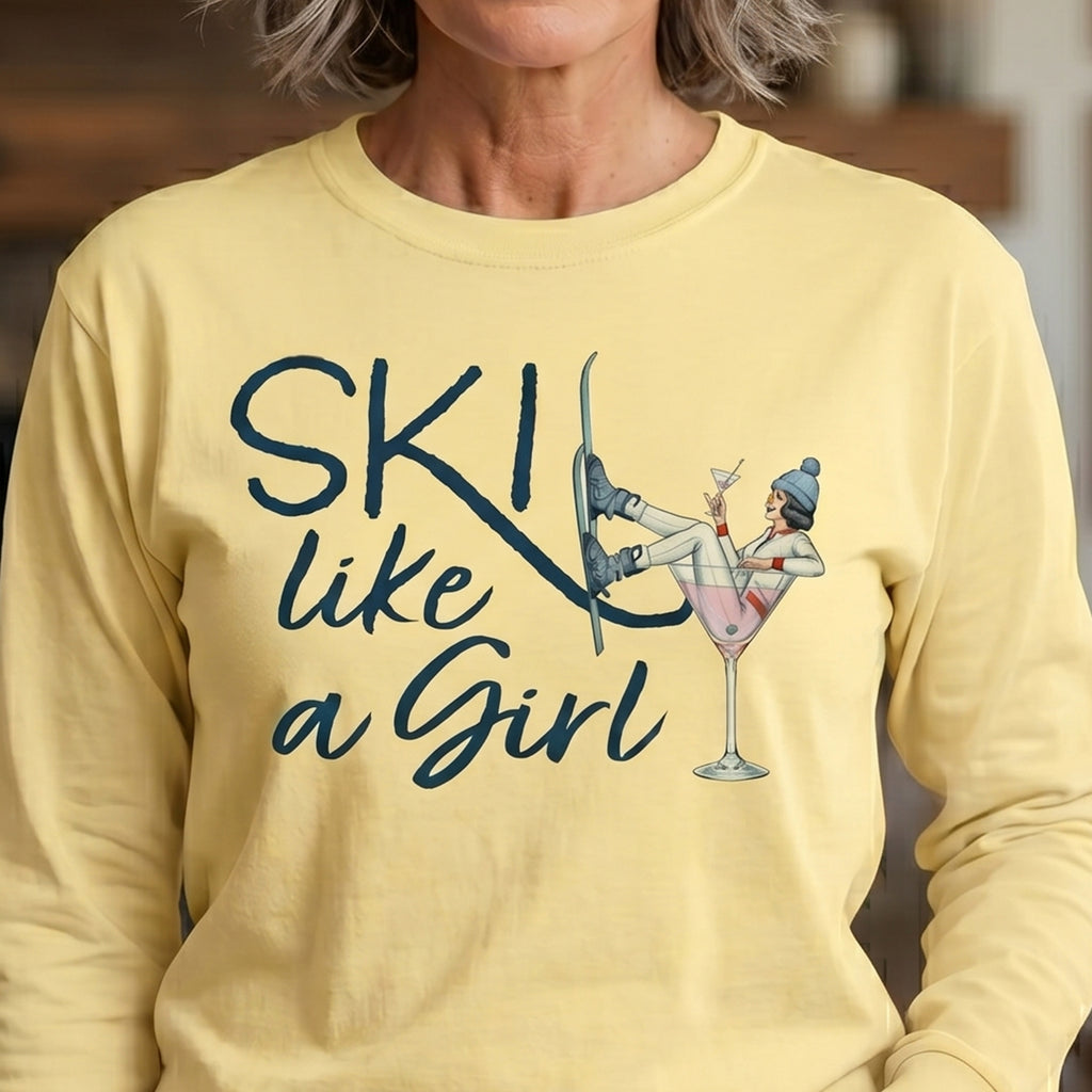 Ski Like a Girl Long Sleeve Tee – Retro Après Ski Shirt
