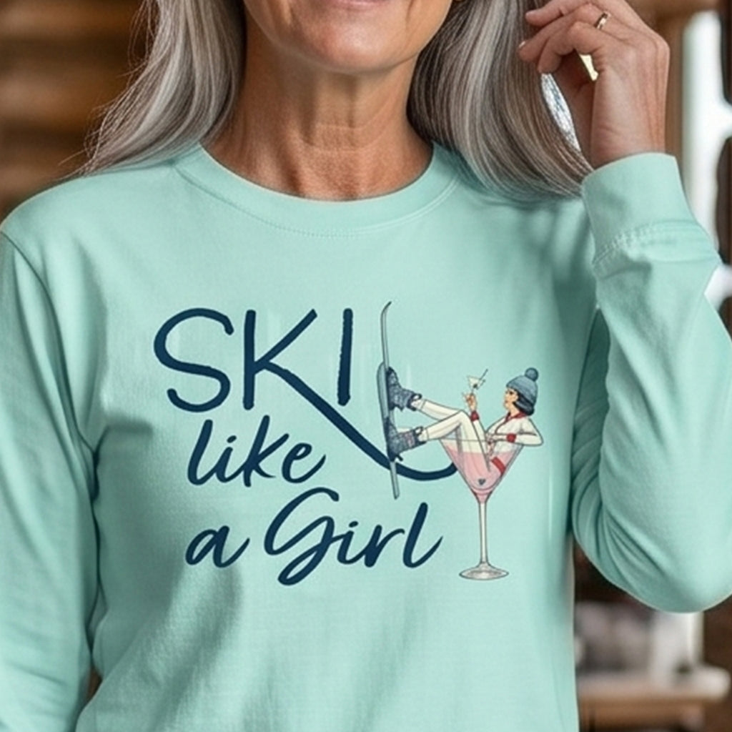 Ski Like a Girl Long Sleeve Tee – Retro Après Ski Shirt