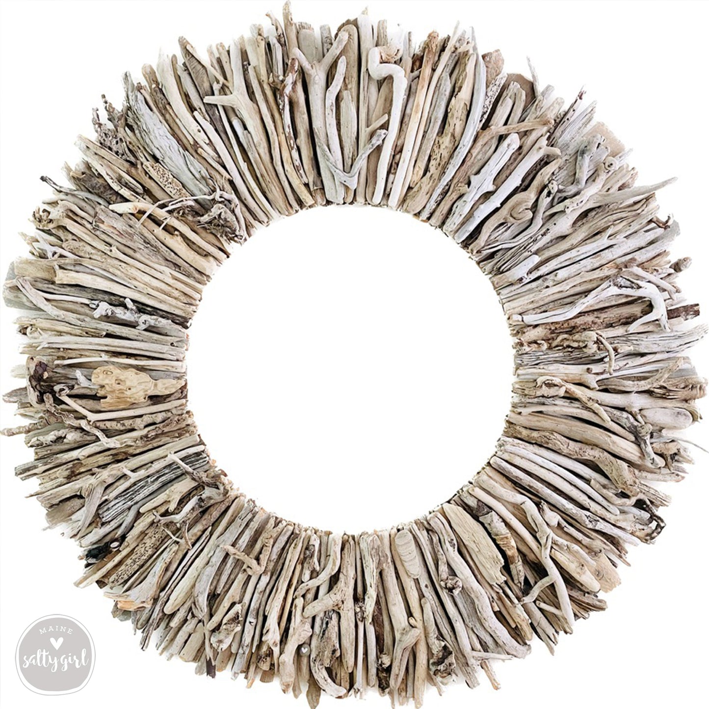Driftwood Wreath Wall Decor with Natural Sun-Bleached Tones 30 - 42"