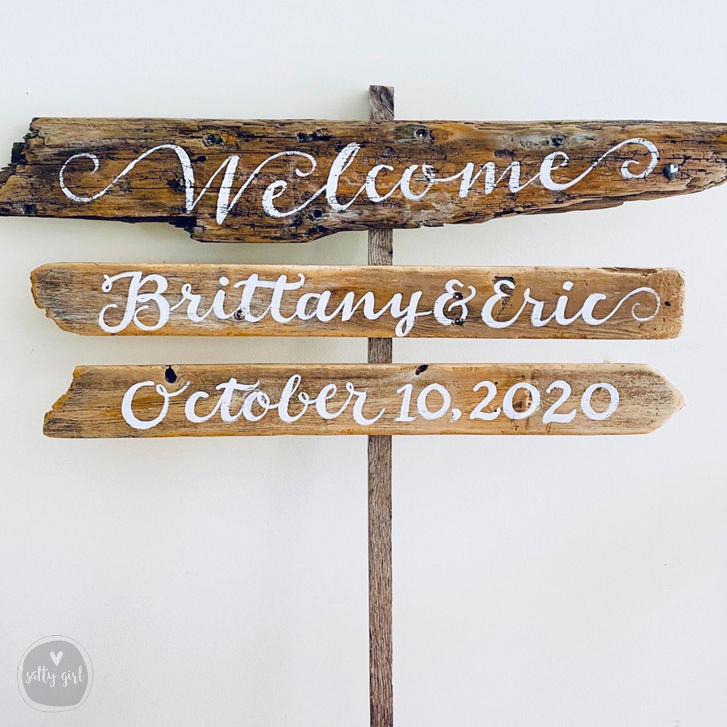 Handcrafted Driftwood Wedding Signs | 3 Tier Sign | Custom Rustic Event & Garden Directional Signs