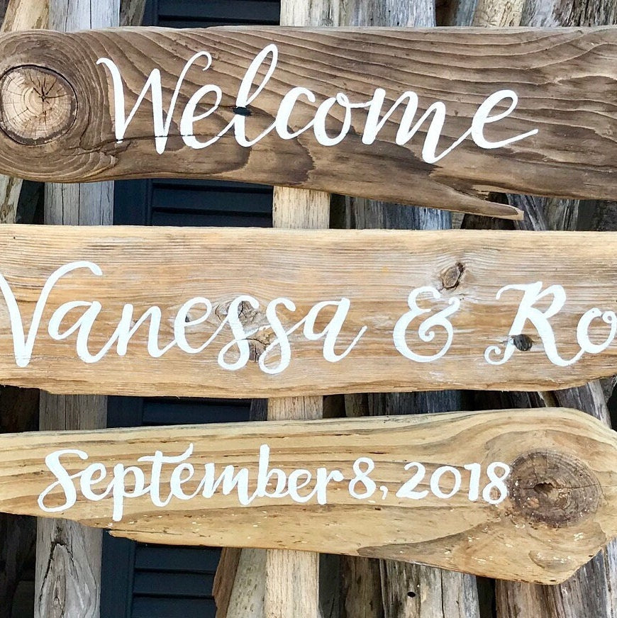 Handcrafted Driftwood Wedding Signs | 3 Tier Sign | Custom Rustic Event & Garden Directional Signs