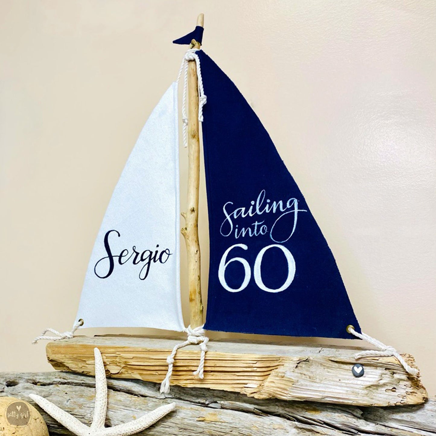 Custom Nautical Wedding Centerpieces - 14" Driftwood Sailboat Decor