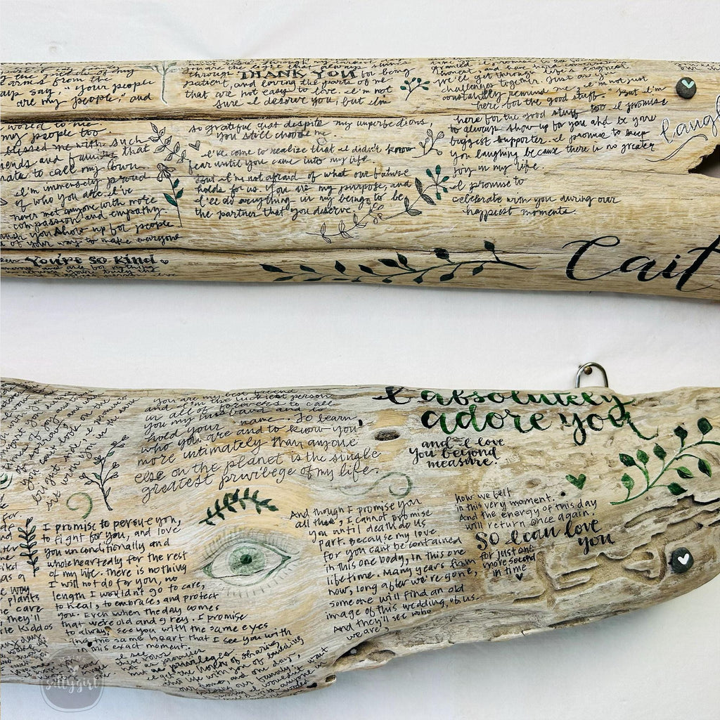 Wedding Vows Keepsake - Hand-Lettered Driftwood Wedding Vows