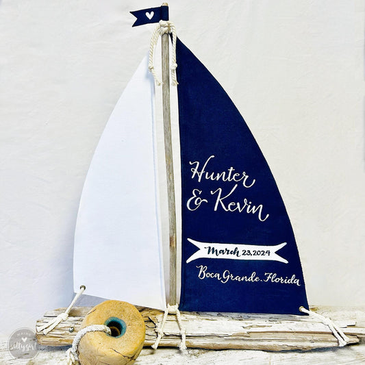 Sailboat Centerpiece - 29" Nautical Centerpiece - Driftwood Wedding Table Sailboat