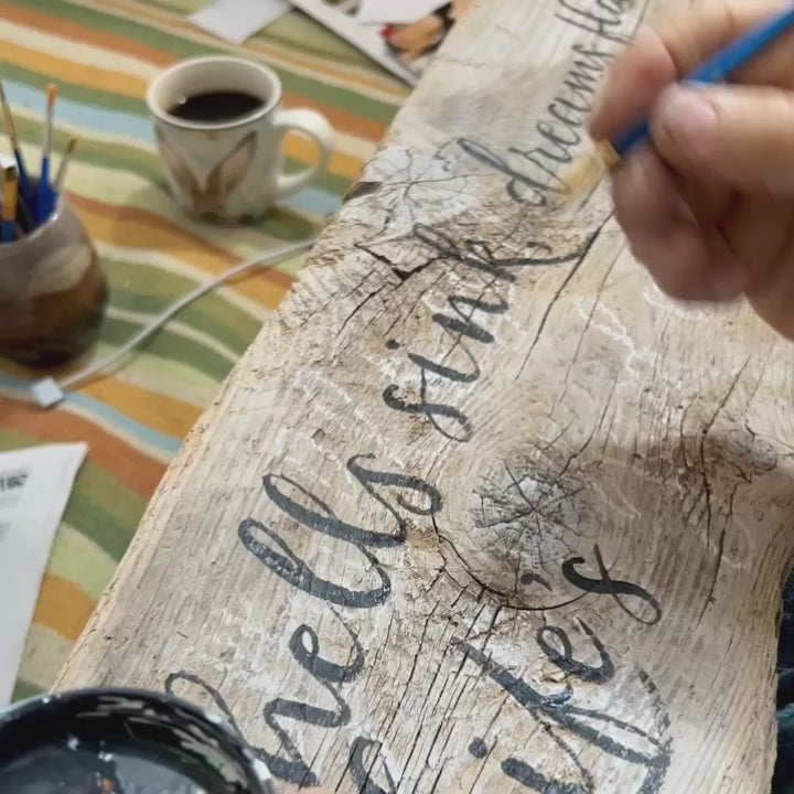 Hand Painted Driftwood Art - Custom Coastal Wall Decor on Weathered Driftwood Canvas