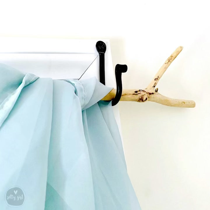 Hand-Forged Rustic Iron Hooks - 3" Decorative Curtain Rod Brackets