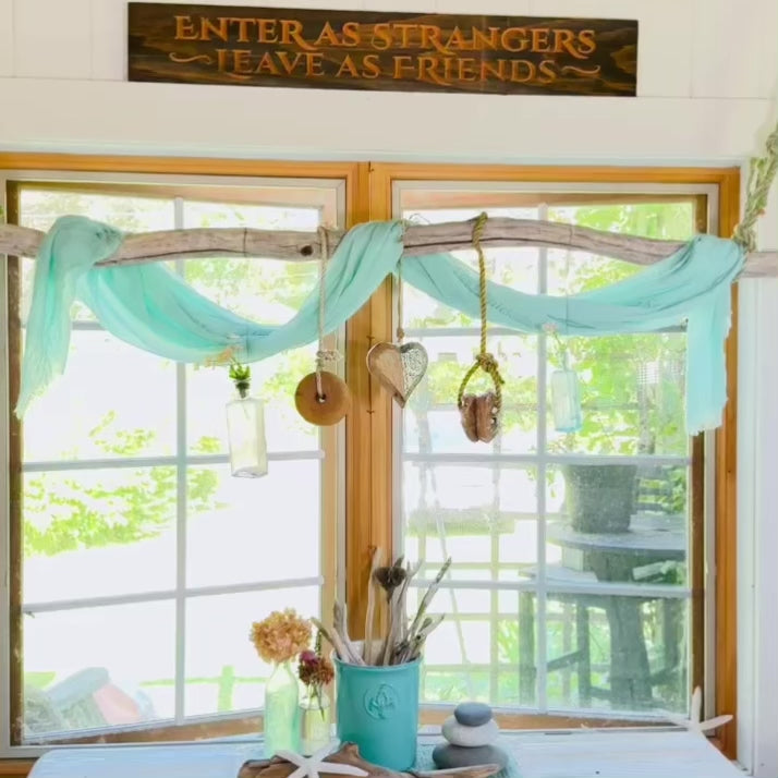 Unique Coastal Driftwood Decor | Eco-Friendly Maine Driftwood Branch with Rope Hangers for Wall Art