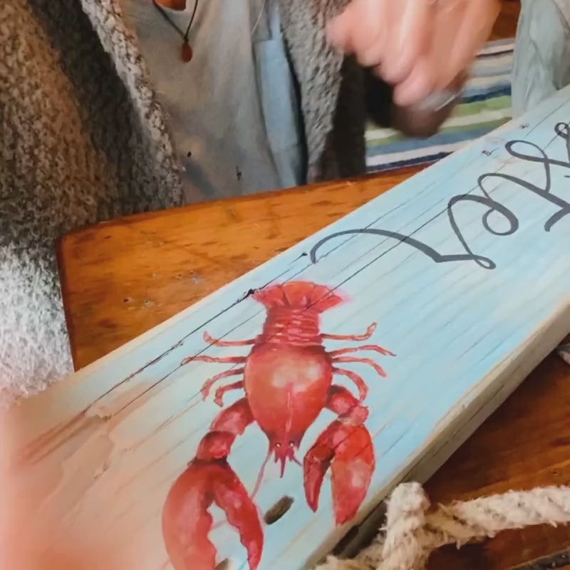 Custom Sign with Hand Painted Graphic 24-60"  Driftwood with Rope Hanger