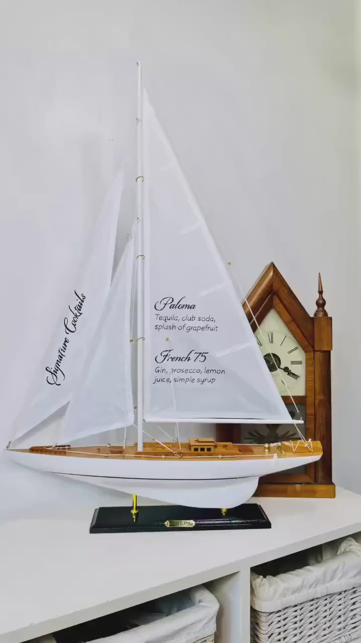 Hand-Painted Model Sailboat with Graphics for Retirement - Birthdays - Celebrations