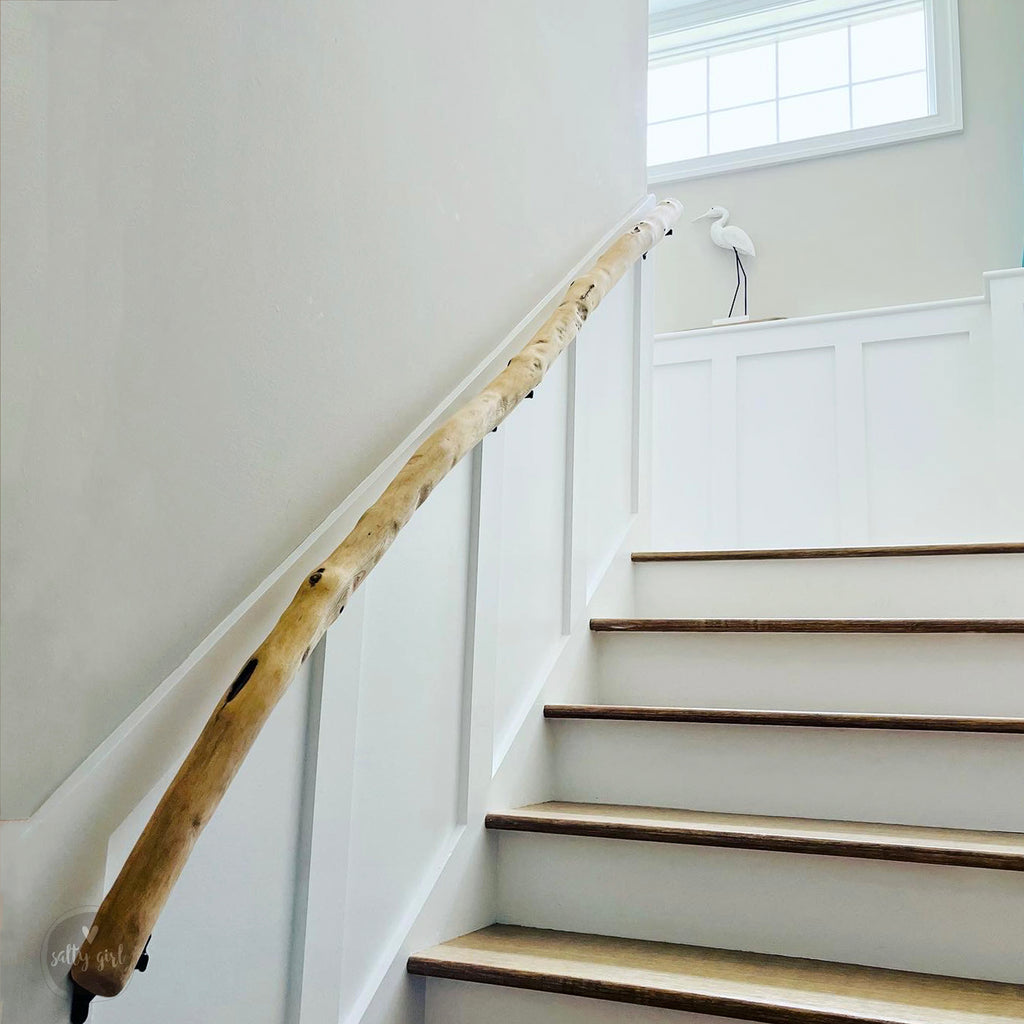 Driftwood Handrail 14-16 FT Stair Rail - Maine Salty Girl - 14-15 FT / Natural / No Hardware