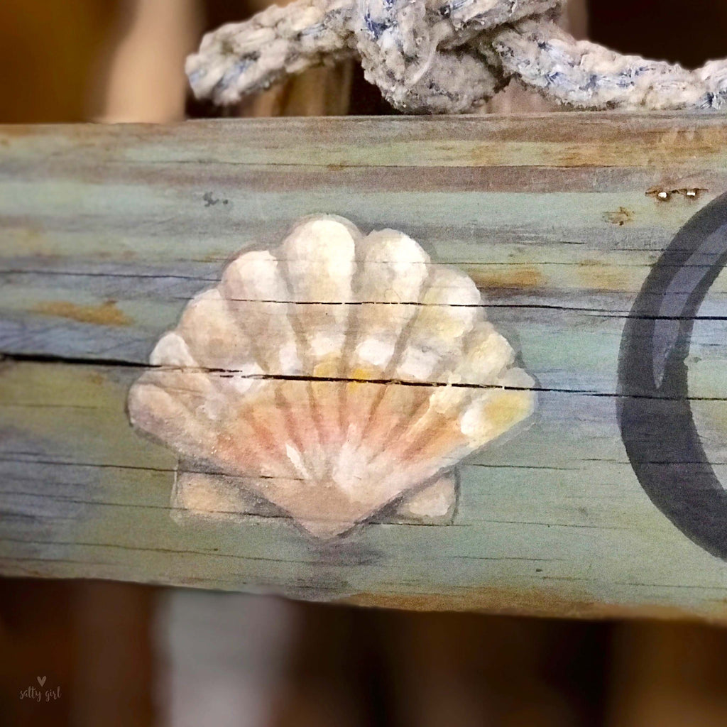 Custom Sign with Hand Painted Graphic 24-60"  Driftwood with Rope Hanger