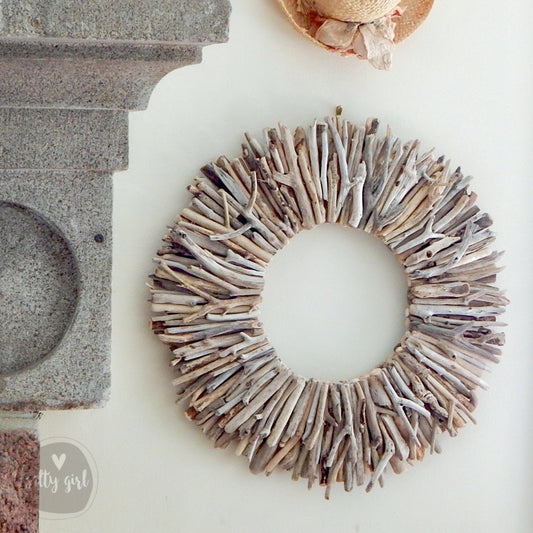 Driftwood Wreath Wall Decor with Natural Sun-Bleached Tones 30 - 42"