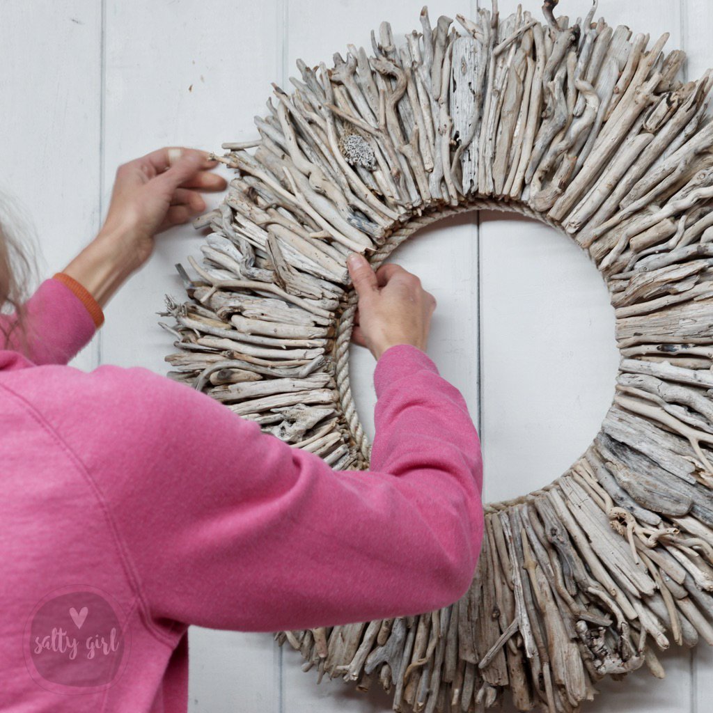 Driftwood Wreath Wall Decor with Natural Sun-Bleached Tones 30 - 42"