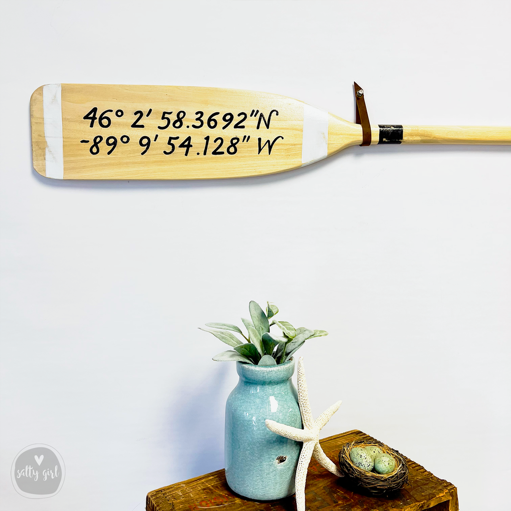 Custom Painted Antique Boat Oar - Nautical Wall Art