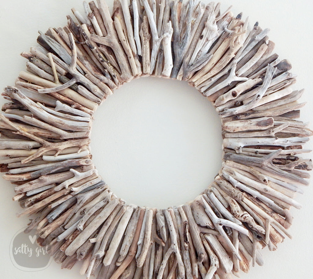 Sun Bleached Driftwood Wreath - 24"  - Wall Decor by Maine Artist Cherie Herne