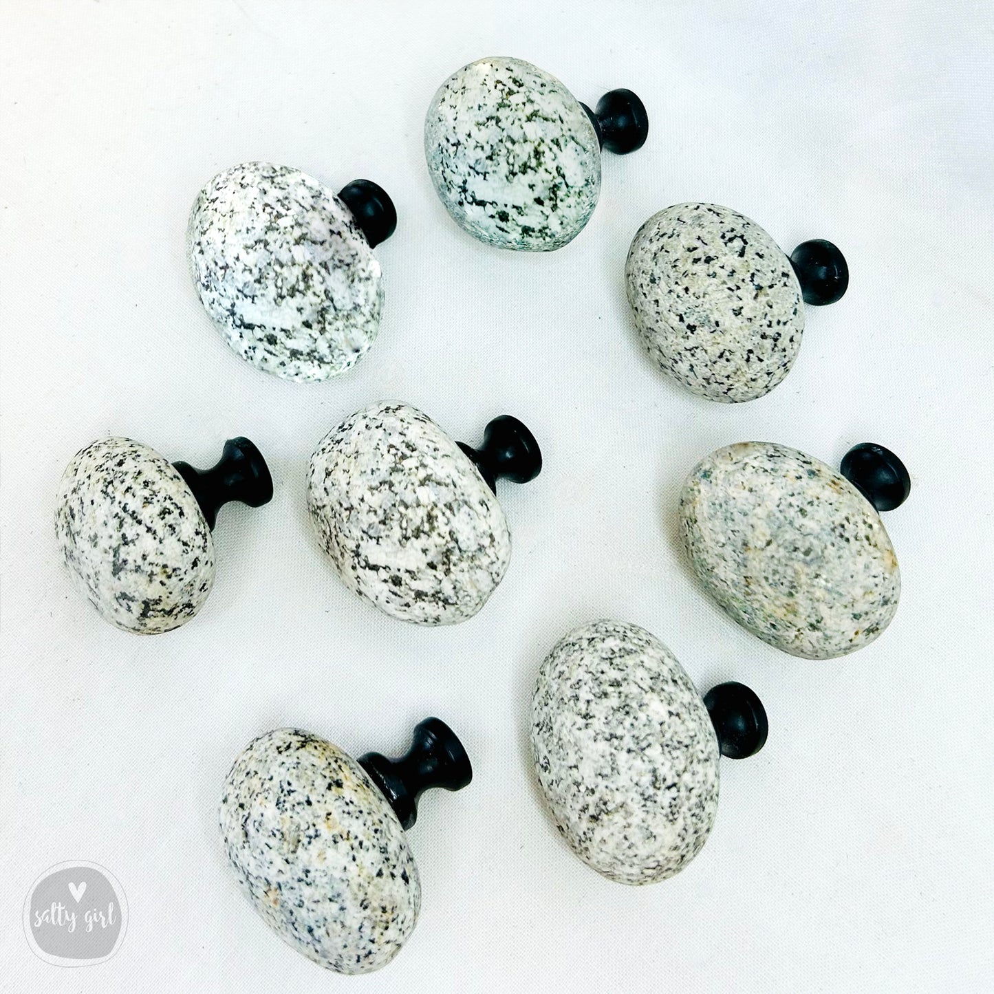 Stone Cabinet Knobs - Set of 2 Maine Beach Stone Drawer Pulls