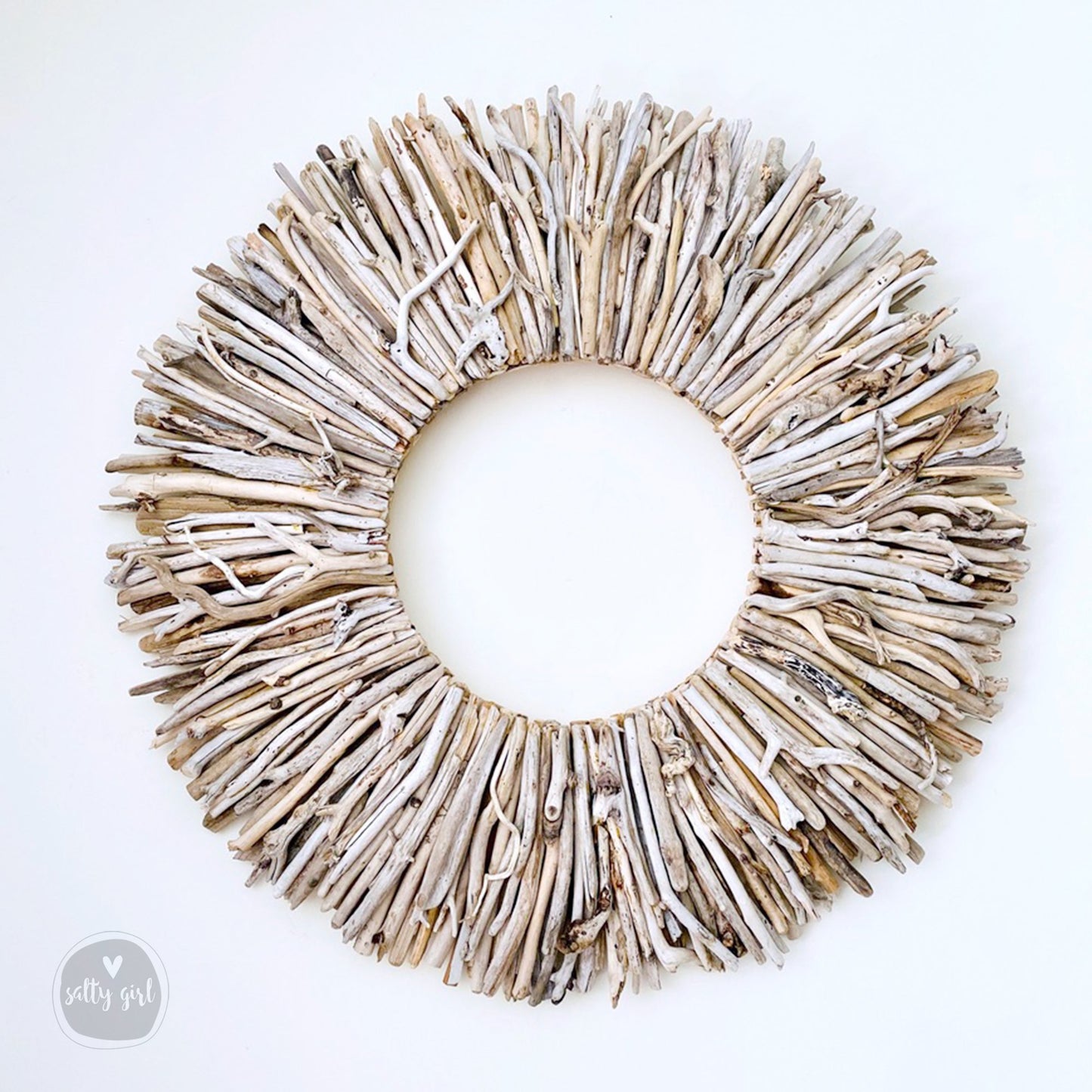 Driftwood Wreath Wall Decor with Natural Sun-Bleached Tones 30 - 42"