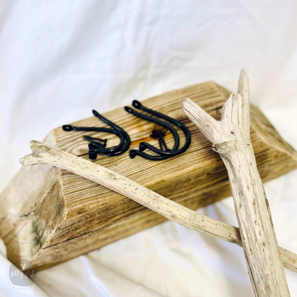 Hand-Forged Rustic Iron Hooks - 3" Decorative Curtain Rod Brackets