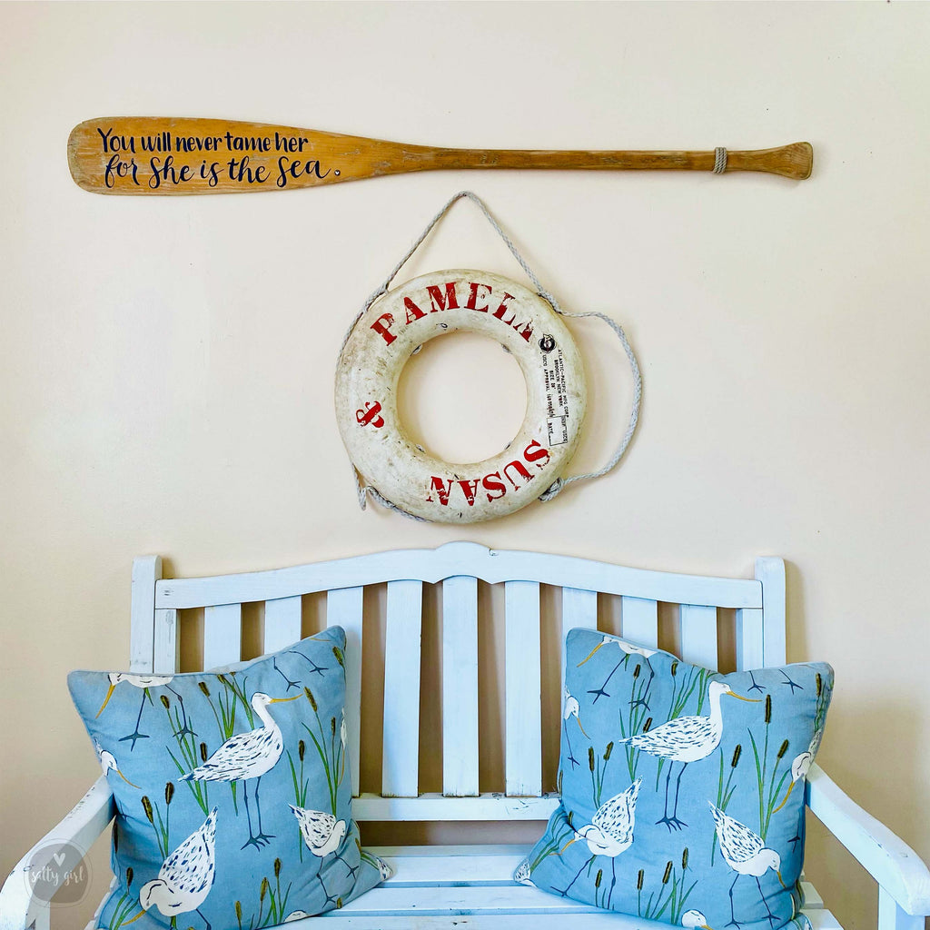 Custom Painted Antique Boat Oar - Nautical Wall Art