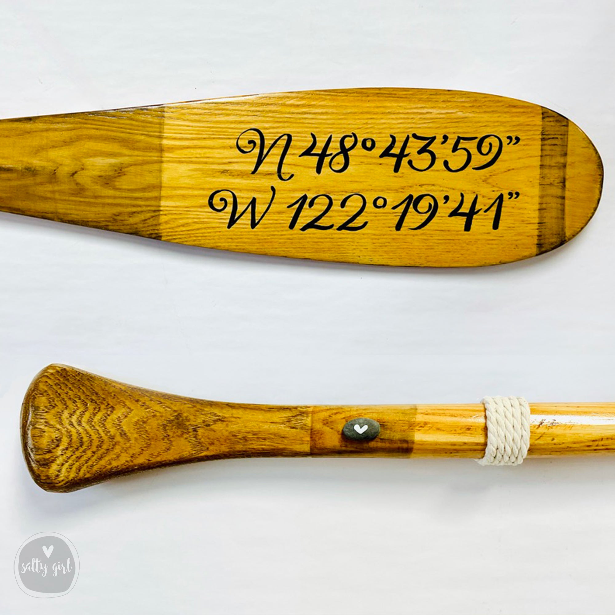Custom Canoe Paddle with Hand- Painted Coordinates - Lake House Wall Art