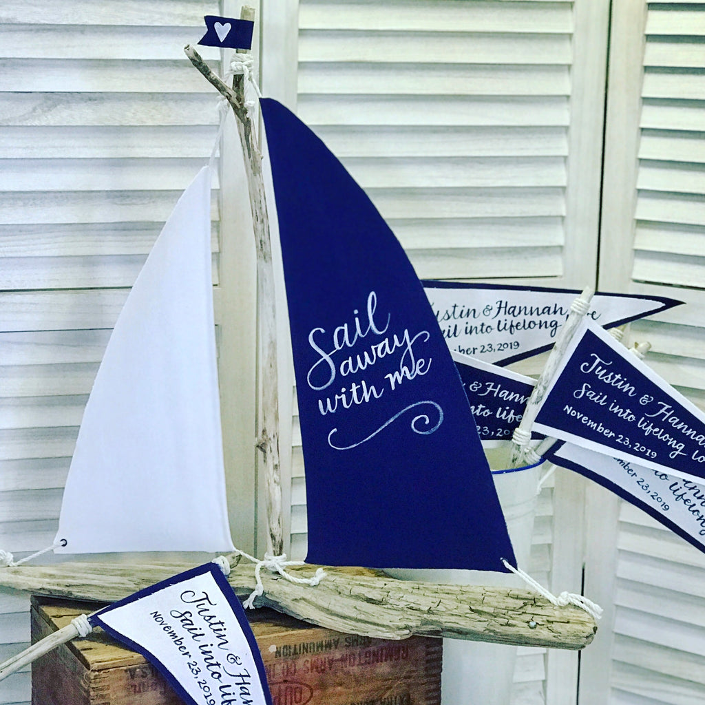 Driftwood Sailboat Centerpiece - 24" Nautical Centerpiece - Driftwood Wedding Table Sailboat