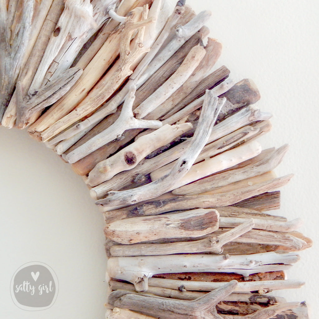 Sun Bleached Driftwood Wreath - 24"  - Wall Decor by Maine Artist Cherie Herne